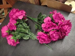 Set of 2 Pieces: Mixed Pearl Rose Bush, Orchid Dark Pink Silk 24 Total Roses