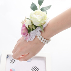 10 Pieces Pearl Corsage Wristlet Bracelet Elastic Wrist Corsages Bands for Weddi
