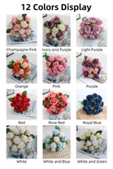 12 Head Artificial Silk Rose Bridal Bouquet Party Home Wedding Decor Cozy Winter