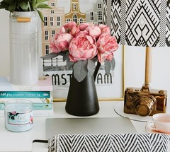 Pink Peonies Artificial Flowers 2 Bouquets Vintage Fake Peonies 14Pcs Heads Silk