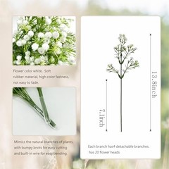 Pcs Babys Breath Artificial Flowers Bulk, White Real Touch Faux Baby Breath 60