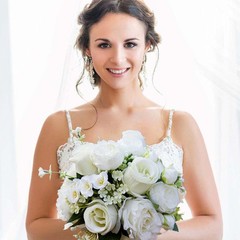 CYANLUX Wedding Bouquets for Bride Bridesmaid Bouquet Champagne White Rose