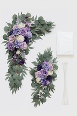 Lilac Artificial Wedding Arch Flowers Kit (Pack of 3) with 26Ft White Shiny A…