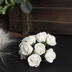 48 WHITE Mini Roses 4″ Foam ARTIFICIAL FLOWERS Stems Party Wedding DIY Supplies