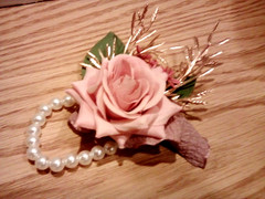 Wedding Prom Mothers Day Rose Flower Wrist Corsage Boutonniere Blush Colored Set