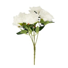 WHITE 2 Bushes 17″ Premium Silk Roses Artificial FLOWERS Bouquets Party Events