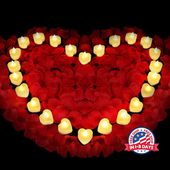 1000 pétalos de rosa artificiales con 24 velas LED, decoraciones para propuestas