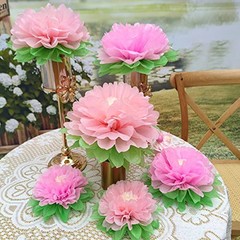 Pinks Flowers Decoration (11”-7” Assorted) 6 pcs Artificial Tissue Paper