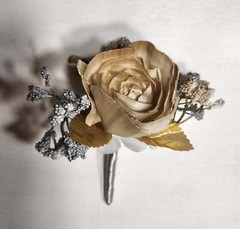Silver Gold Rose Calla Lily Real Touch Bridal Wedding Bouquet Accessories