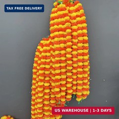 5 PC – 5 feet Marigold Garland |Indian/American Wedding Party Mantle Decoration,