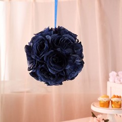 2 NAVY BLUE 7″ Silk Roses Flowers Kissing Balls Wedding Events Centerpieces