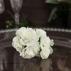 48 IVORY Mini Roses 4″ Foam ARTIFICIAL FLOWERS Stems Party Wedding DIY Supplies