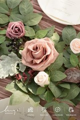 Ling’s Moment 5FT Dusty Rose & Mauve Flower Garland w/ Eucalyptus Leaves