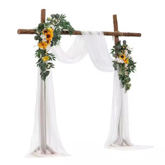 Artificial Wedding Arch Flowers Kit (Pack of 3) with 21Ft Draping Fabric, Sunflo