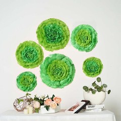 6 12″ 16″ 20″ Mint Green and Tea Green Tissue Paper Carnation Flowers Backdrop