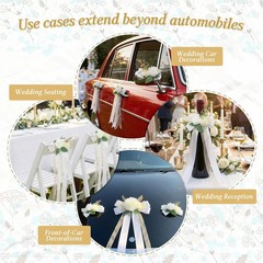 6 Pcs Ivory & White Rose Wedding Car Decoration Kit – Bouquet Door Handle & Rear