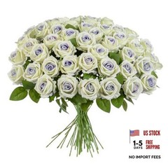 Artificial Flowers Roses Touch Fake Rose Bouquet Flower 50 Purple Heart 50pcs