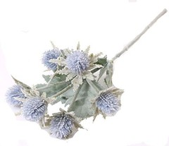 3 Pack Artificial Thistle Flowers Eryngiums Faux Plants Floral Tree Picks Blue
