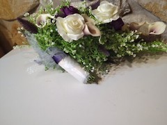 Cascading Bridal Bouquet, 5 Round Bridesmaids Bouquets, 1 Toss Bouquet