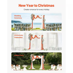 (5-Pack) Artificial Wedding Arch Arbor Flowers Kit with 33 Ft. Draping Fabric, L