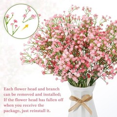 Pcs Baby Breath Artificial Flowers Bulk Artificial Baby Breath 50 Pink