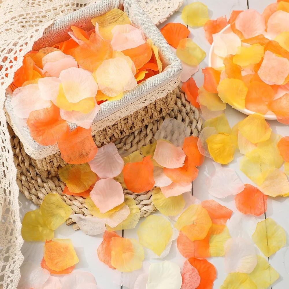 4000Pcs Fall Thanksgiving Artificial Floral Petals Orange Pink Yellow Ivory