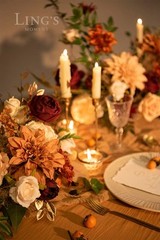 Ling’s Moment Silk Artificial Flowers Dahlia Brunt Orange Terracotta Flowers