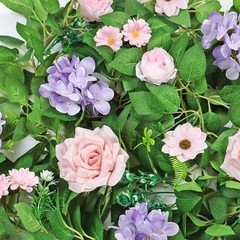 Artificial Flower Garlands 6FT Fake Silk Rose Vine Hanging 2PCS Pink Purple