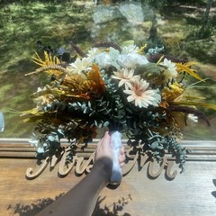 Beautiful Bridal Wedding Bouquet Budget Friendly Faux Flowers White Yellow Black