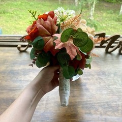 Beautiful Bridal Wedding Bouquet Budget Handmade Faux Floral Red Pink White