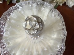 Beautiful White Wedding Brooch Bouquet Gems & Pearl Bridal Satin Rose Flowers