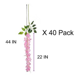 40 Pack Artificial Wisteria Vine Garland, 3.75 Feet Silk Strings, Fake Peach