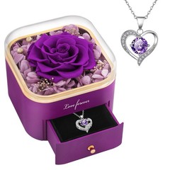 Beferr Valentines Day Gifts for Her Preserved Real Rose with 16 cm, A Purple