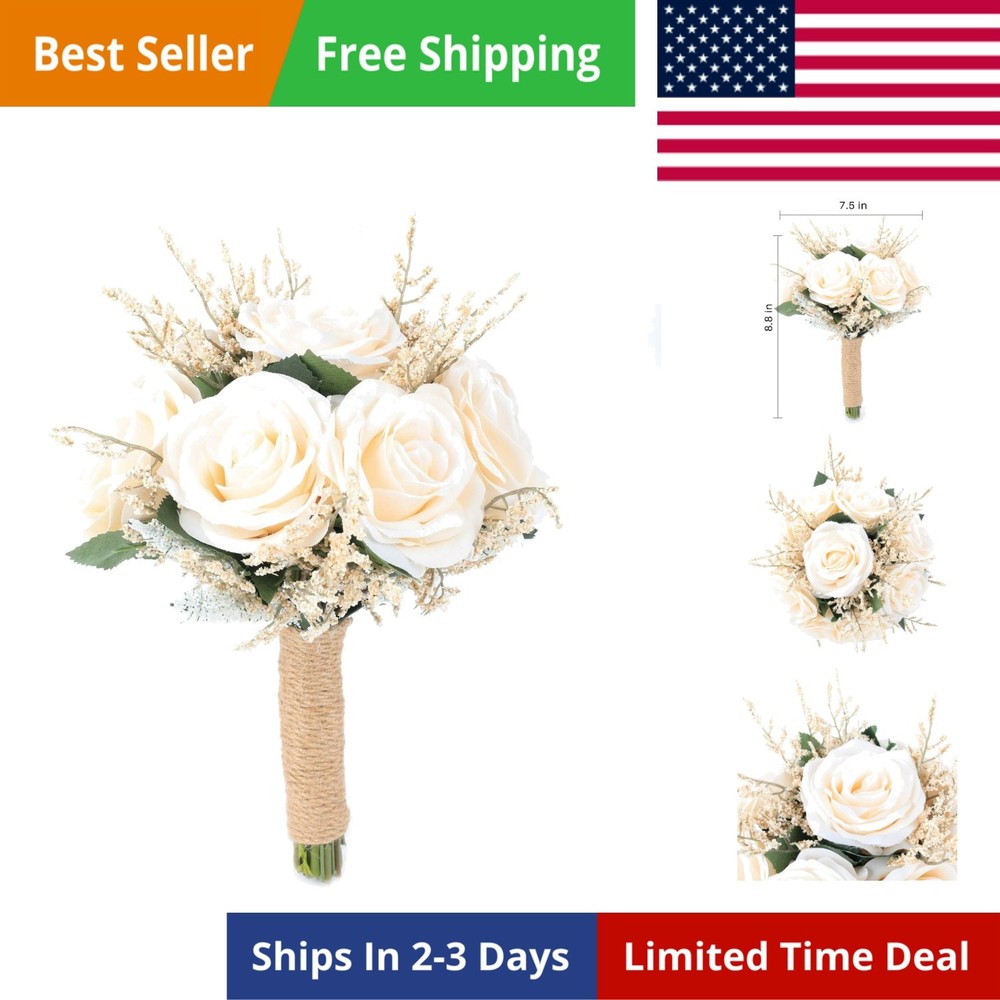 Wedding Romantic Bouquet Bridesmaid Artificial Flowers Handmade Vintage Bouqu…