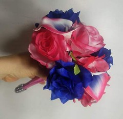 Fuchsia Royal Blue Rose Calla Lily Lily Bridal Wedding Bouquet Accessories