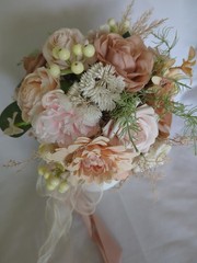 Nude/Peach Bridal Bouquet Artificial Silk Foam Flowers