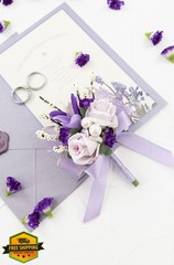 Yelinart Purple Rose Corsage Boutonniere Set Lavender Wedding