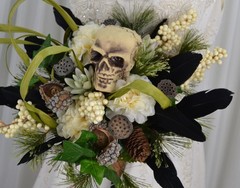 Gothic Garden Skull Boho Faux Silk Wedding Bouquet