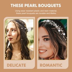 2 Rolls White Pearl Strings Garland Beads Wreath for Wedding Bouquet Crafts