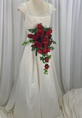 Sweet Roses of Red Cascading Ivy Faux Silk Wedding Bouquet