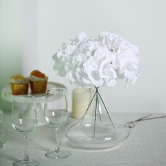 WHITE 10 Silk Hydrangea Flowers Heads Stems Wedding Party Events Centerpieces