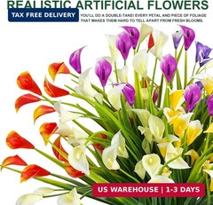 TURNMEON 20 Bundles Calla Lily (400 Heads) Artificial Flowers for Outdoors, Fake