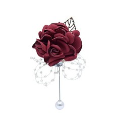 Rose Wrist Corsage Boutonniere Set,Wrist Flower Corsage Wristlet Band Set Red