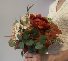Beautiful Bridal Wedding Bouquet Budget Handmade Faux Floral Red Pink White