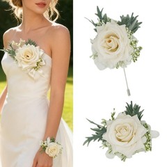 Exquisite Wedding Wristlet Artificial Flower Coordinating Grooms Boutonniere