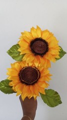 Sunflower Satin Ribbon artificial flower bouquets Fully Handmade