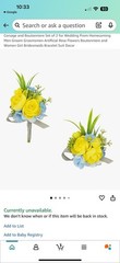 Yelinart Corsage & Boutonniere Artificial Yellow Rose Blue Flowers 2 piece set