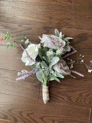 Bridesmaid Bouquet Wedding Artificial Flowers Lavender White Roses Lambs Ear