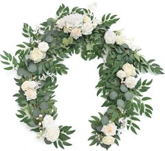 Ling’s Moment Flower Garland – 6FT Eucalyptus & Rose – Sweetheart Table Decor fo