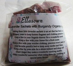 Set of 4 Lavender Sachets made with Burgundy Organza Bags